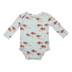 Bison Onesie – DESTINY THEORY Fitted Printed Onesie For Playtime, Printed Fitted Onesie For Playtime, Fitted Graphic Print Onesie For Playwear, Fitted Printed Onesie For Loungewear, Fitted Summer Onesie For Bedtime, Playful Printed Bodysuit For Playtime, Long Sleeve Printed Onesie For Summer, Long Sleeve Printed Summer Onesie, Summer Long Sleeve Printed Onesie