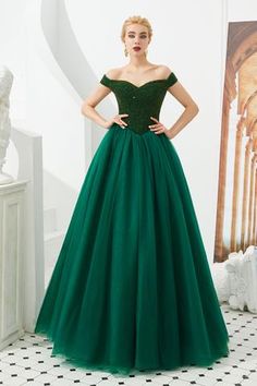 Bridal Gowns and Wedding Dress – JoJo Shop Emerald Green Ball Gown, Green Ball Gown, Blue Ball Gowns, Ball Gowns Princess, Floor Length Prom Dresses, Princess Ball Gowns, Ball Gowns Evening, Beaded Bodice, Custom Size Dresses