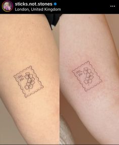 two small tattoos on both legs