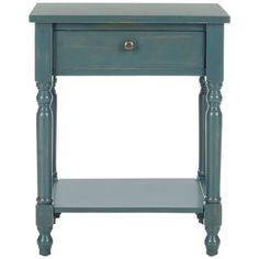 a blue nightstand table with one drawer