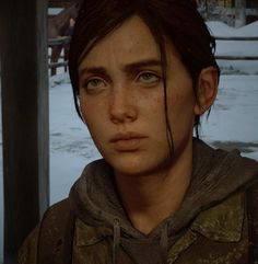 the last of us's character is looking into the camera