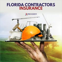 a person holding up a tablet with construction equipment on top of it, and the words florida