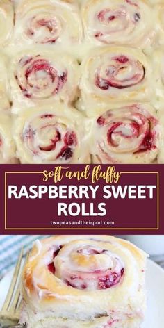 raspberry sweet rolls with cream cheese frosting on top and in the middle