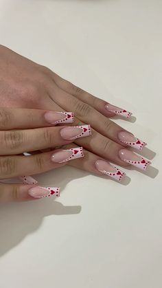 Simple Pink Nail Set, Pink And Red Nails Acrylic, Latina Acrylic Nails, Latina Nails, Nail Aesthetic, Wow Nails, Basic Nails, School Nails, Pretty Gel Nails