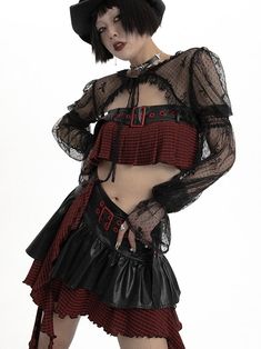 Grunge Plaid Outfit, Red Plaid Outfit, Dark Element, Goth Casual, Red Tube Top, Vampire Fashion, Plaid Outfit, Harajuku Punk, Oc Outfits