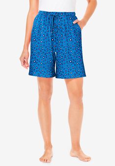 Sleep comes easy in a pair of comfy cotton shorts. Made form a knit fabric with slight stretch, this super cute short has an elastic waist with drawstring Pool Blue, Nighttime Routine, Comfy Pants, Swimsuits For All, Sleepwear & Loungewear, Print Pajamas, Pajama Bottoms, Cute Shorts, Pajama Shorts