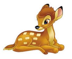 a cartoon deer laying down with its eyes open