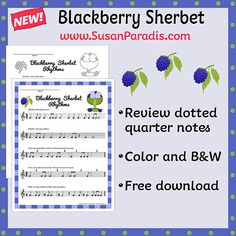 the blackberry sherbet worksheet is shown with blueberries on it