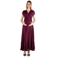 Elegance and comfort in one! The Empire Waist V Neck Maternity Maxi Dress has an air of simple elegance featuring an empire waist, v neckline, short cap sleeves, a line design, and figure flattering fit. Color: Red. Gender: female. Age Group: adult. Maternity Wedding Guest Dress, Dressy Maxi Dress, Maternity Dress Wedding Guest, Maternity Maxi Dress, Full Length Skirts, Maternity Maxi, Pregnancy Maxi Dress, Maxi Dress Formal, Style Maxi Dress