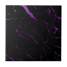 a black and purple marble ceramic tile with white lettering on the bottom right corner that says, lukes blax & purple marble ceramics