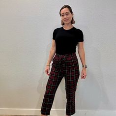 Nwot Bcbgeneration Ankle Crop High Waisted Ankle Pant, Size Xxs 53% Cotton, 47% Rayon Casual Pants For Fall Date Night, Casual Pants For Date Night In Fall, Flannel Pants, Ankle Pants, Black Red, Pant Jumpsuit, Black And Red, Pants For Women, High Waisted