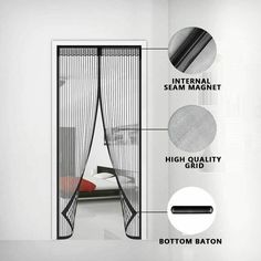 the diagram shows how to install an insect screen in a room with white walls and flooring