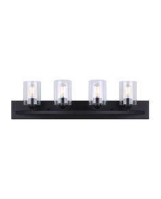 Canarm - IVL370A04BK-CL - Four Light Vanity - Hampton - Matte Black Vanity Light Bulbs, Black Vanity Light, Black Vanity, Bathroom Sconces, Transitional Bathroom Vanities, Wall Fixtures, Bathroom Vanity Lighting, Transitional Style, Vanity Light