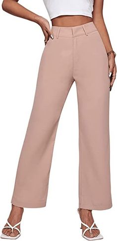 So many colors to choose from. They are office appropriate and have a comfortable fit Extra Petite, Yoga Short, Pink Trousers, Fun Pants, Tailored Pants, Pants Pattern, High Waisted Trousers, Casual Top, Amazon Women