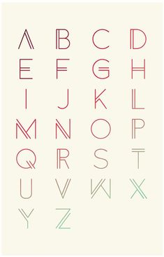 the alphabet is made up of different lines and letters, all in red and green