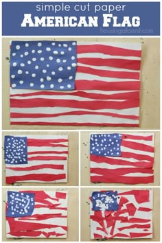 an american flag made out of red, white and blue paper