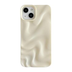 an iphone case is shown with the back cover made out of white plastic and has wavy design