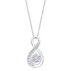 Elegant Infinity Necklace In Diamond White, Diamond White Infinity Necklace, Formal White Gold Infinity Necklace, White Gold Infinity Necklace For Formal Occasions, Diamond White Infinity Necklace Fine Jewelry, Diamond White Infinity Necklace, Fine Jewelry, Diamond White Infinity Necklace In Fine Jewelry, Diamond White Infinity Necklace With Diamond Accents, White Infinity Necklace For Anniversary