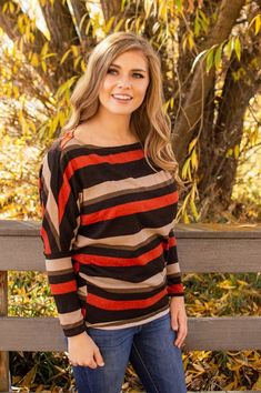 Fall Striped Top – MOB Fashion Boutique Black Tops With Horizontal Stripe Pattern For Fall, Striped Long Sleeve Party Blouse, Fall Striped Fitted Blouse, Spring Party Striped Blouse, Fitted Striped Blouse For Fall, Fitted Vertical Stripes Top For Fall, Fitted Tops With Vertical Stripes For Fall, Fall Long Sleeve Tops With Vertical Stripes, Striped Tops For Fall Party