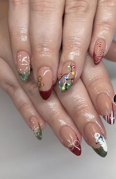 a woman's hands with different nail designs on them