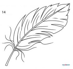 a black and white drawing of a feather