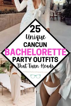 a collage of photos with the words 25 unique cancun bachelor party outfits that turn heads