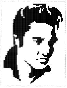 the face of elvis presley is shown in black and white pixellated squares, with an image of elvis presley on it