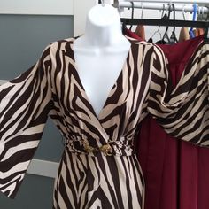 Flowy Sleeve And Decorative Waist Tie Tiger Print Mini Dress Brown Long Sleeve Maxi Dress For Day Out, Elegant Brown Maxi Dress For Day Out, Brown Midi Dress For Day Out, Flowy Sleeves, Striped Mini Dress, Tiger Stripes, Tiger Print, Printed Mini Dress, Waist Tie