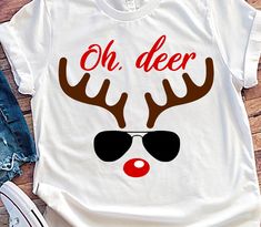 a t - shirt that says oh deer with sunglasses on it and the words, oh deer