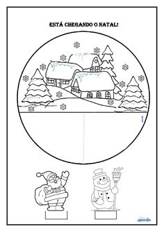 a coloring page with a snowman and santa clause