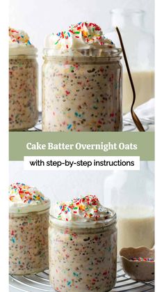 overnight oats Breakfast Baking Healthy, Cake Batter Oats, Overnight Oats Videos Healthy, Base Overnight Oats Recipe, Freezer Overnight Oats, Healthy Filling Breakfast On The Go, Overnight Oats How To Make, Maple Pancake Overnight Oats, Over Night Oat Recipe