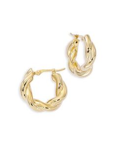 Moon & Meadow 14K Yellow Gold Twist Style Small Hoop Earrings Evry Jewels Earrings, Cute Hoop Earrings, Wedding Guest Coats, Evry Jewels, Vince Clothing, Stuart Weitzman Boots, Twist Style, Small Hoop Earrings, Luxury Towels