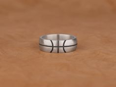 Oxidized Basketball Band Ring, Handmade 925 Sterling Silver Basketball Statement Band Ring For Boyfriend,  Cool and Unique Ring for Husband ✅ Handcrafted with love and joy, this ring will be with you for years to come, possibly even taking its place as a family heirloom for generations to come!  ✅ With its detailed handmade engravings, this silver ring will catch some serious attention and make a beautiful gift for your beloved ones. ✅ It's very elegant and classy for everyday use but also can b Silver Stainless Steel Ring With Brushed Finish, Stainless Steel Ring With Brushed Finish For Gift, Stainless Steel Ring With Brushed Finish As Gift, Brushed Finish Stainless Steel Rings For Gift, Silver Hoop Rings For Gifts, Sterling Silver Hoop Ring For Gift, Polished Finish Band Gift, Adjustable Silver Jewelry With Brushed Finish, Sterling Silver Jewelry With Brushed Finish As Gift