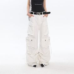 Size: S MStyle: StreetColor classification: whiteYear Season: Spring 2023Thickness: RegularClothing style details: pocketsTrouser length: Long pantsWomen's pants: Straight-leg pantsMaterial composition: Other materials size Trouser length waistline Hip circumference Leg circumference S 1 1 1 1 M 1 1 1 1 White Summer Cargo Pants With Pockets, White Cotton Pants With Cargo Pockets, White Cargo Pocket Trousers, White Casual Cargo Pants, White Parachute Pants With Hip Pockets For Streetwear, White Cotton Bottoms With Cargo Pockets, White High-waisted Bottoms With Cargo Pockets, White High Waist Bottoms With Cargo Pockets, High Waist White Bottoms With Cargo Pockets