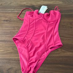 Mango Seemed Cup Underwire One Piece Swimsuit In Bright Pink Size Small. New With Tags. Pink Underwire Bodysuit For Summer, Spring Pool Bodysuit With Underwire, Spring Underwire Bodysuit For Pool, Trendy Fitted Swimwear With Spaghetti Straps, Fitted Spaghetti Strap Bodysuit For Sunbathing, Underwire Bodysuit For Spring Pool Events, Spring Beach Bodysuit With Underwire, Underwire Bodysuit For Beach In Spring, Pink Fitted Swimwear With Straps