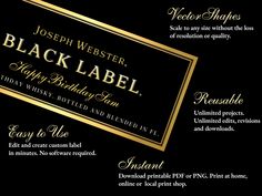 a black label with gold lettering on it