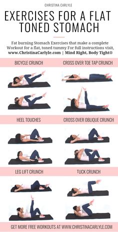 a woman doing exercises for a flat toned stomach with the instructions to do it