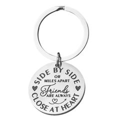 Friends Keychain - Side By Side or Miles Apart Friends Are Always Close At Heart Miles Apart, Inexpensive Jewelry, Heart Keychain, Say I Love You, Perfect Gift For Her, Elegant Jewelry, Jewelry Pouch, Free Jewelry, Key Rings