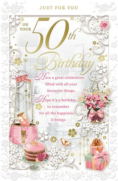 a birthday card for daughter in law, with pink and gold decorations on the front