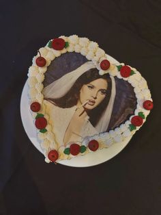 a cake with a picture of a woman on it