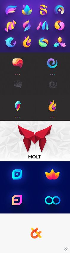 three different logos that are designed to look like abstract shapes