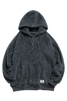 Gray 1/4 Zip Fleece Men's Hoodie with Pocket Gray Fleece Sweatshirt With Fleece Lining, Gray Fleece-lined Sweatshirt, Gray Fleece Hoodie For Winter, Gray Fleece Winter Hoodie, Gray Fleece Sweatshirt For Cold Weather, Warm Fleece Hoodie For Streetwear, Warm Fleece Sweatshirt For Streetwear, Gray Fleece Hoodie For Cold Weather, Men's Sweatshirts