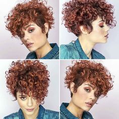 Tagli corti sfilati capelli ricci Short Curly Crochet Hair, Curly Hair Model, Short Curly Cuts, Bangs Curly Hair, Hairstyle Long, Double Buns, Curly Hair Drawing