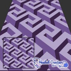 an image of a purple and black pattern on a table cloth with the word, hooked creation