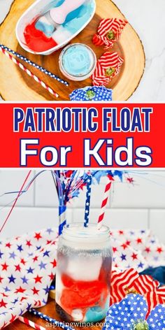 patriotic float for kids with red, white and blue paper streamers on the table