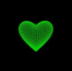 a neon green heart in the middle of a black background with an overlay effect