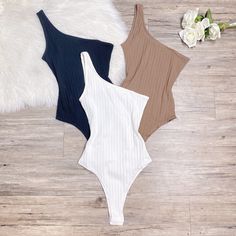 One Shoulder Strap Bodysuit Ribbed Stretch Stretch Ribbed One-piece Bodysuit, Fitted Ribbed One-piece Bodysuit, Solid Ribbed Bodysuit For Beach, Solid Ribbed Bodysuit For The Beach, Disney Toddler Outfits, Backless Bathing Suits, Strap Bodysuit, Cute Nike Outfits, Bodysuit Tops