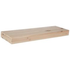 an unfinished wooden shelf on a white background