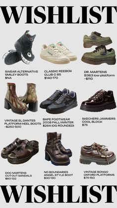 Types Of Doc Martens, Where To Buy Boots, Winter Grunge Style Lace-up Boots For Streetwear, Aesthetic Chunky Shoes, Vintage Sketchers Shoes, Skechers Jammers Outfit, Shoe Recommendation, Shoes Grunge, Grunge Lace-up Boots For Streetwear