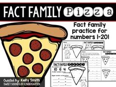 the fact family worksheet for numbers 1 - 20 with pizza slices on it